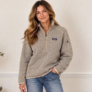 Patagonia Women's SZ XL Better Sweater 1/4 Zip Birch White